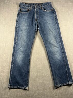 Levi's 501 Button Fly Men's Medium Blue Straight Jeans W31 L30